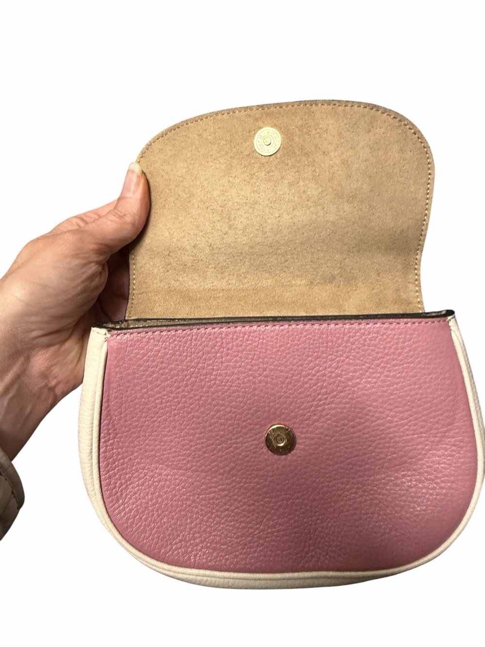 COACH Pebbled Leather Colorblock Crossbody Bag in Red/Pink/Cream missing strap - Picture 5 of 9